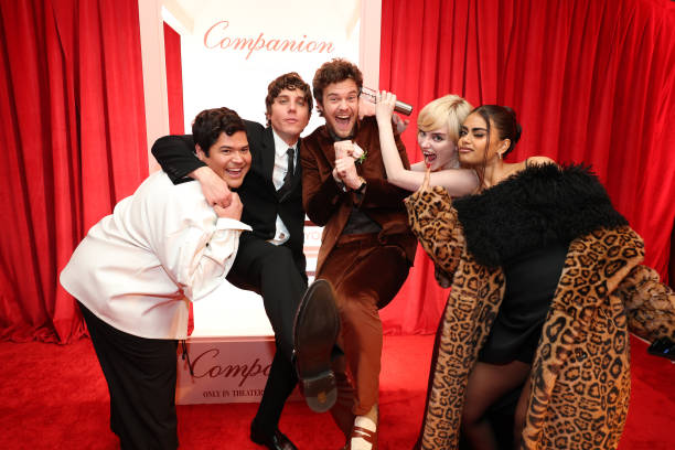 (L-R) Harvey Guillén, Lukas Gage, Jack Quaid, Sophie Thatcher and Megan Suri attend the World Premiere of Warner Bros.' "Companion" After Party 